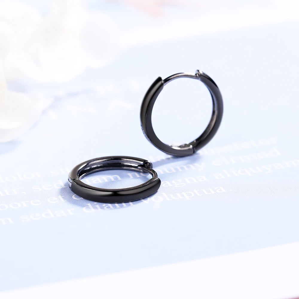 Smooth Round Hoop Earrings 925 Sterling Silver 14mm