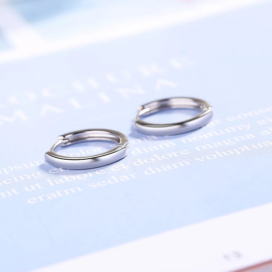 Smooth Round Hoop Earrings 925 Sterling Silver 14mm